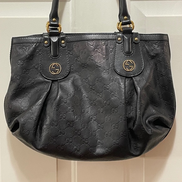 Gucci GG Scarlett Guccisima Black Leather Handbag (Pre Loved) - Picture 1 of 16
